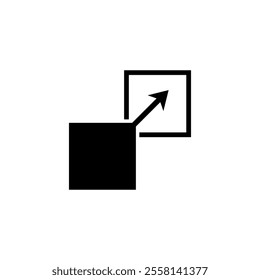 Rectangle and arrow icon. Startup, target, mission logo icon vector.
