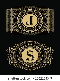 rectangle art deco vintage label