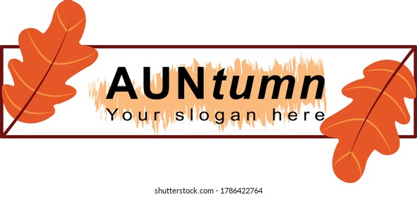 Rectangle auntumn leaf logo. Beauty and fashion industry. Great for logo, invitation or any desired idea.