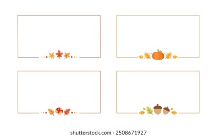 Rectangle Autumn Frame Border Template Set. Halloween, Fall and Thanksgiving Template. Can be used for shopping sale, promo poster, banner, etc. Vector illustration