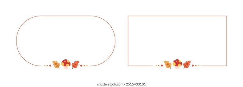 Rectangle Autumn Frame Border Template Set. Halloween, Fall and Thanksgiving Template. Vector illustration.