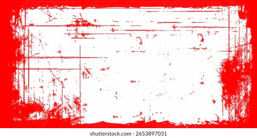 Plano de fundo do retângulo com um quadro vermelho. Pintado à mão com um pincel áspero. Esboço, tinta, grunge.transparent pintura vermelha e tinta quadro de splash O espaço em branco dentro é ideal para adicionar texto