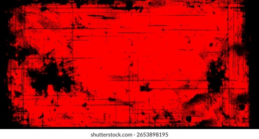 Rectangle background with a red frame. Painted by hand with a rough brush. Sketch, ink, grunge.transparent realistic red paint and ink splash frame The blank space within is ideal for adding text