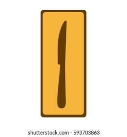 rectangle banner frame with silhouette knife cutlery icon vector illustration