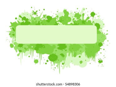 Rectangle banner with green stains. Blank banner for Your text