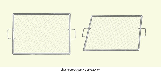 Rectangle barbecue grill top view in flat vector illustration