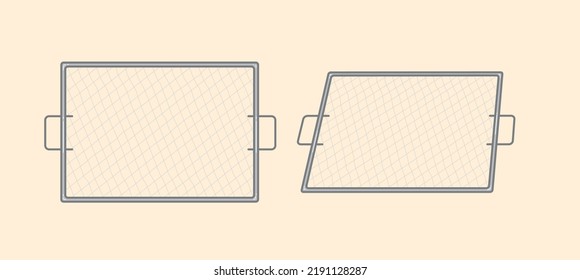 Rectangle barbecue grill top view in flat vector illustration