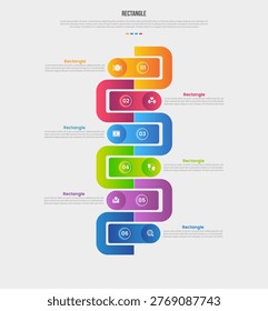 Rectangle base shape infographics gradient template diagram with circular line vertical side by side with 6 point step creative vector