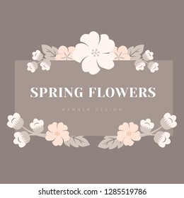 Vector de placa floral Rectangle beige