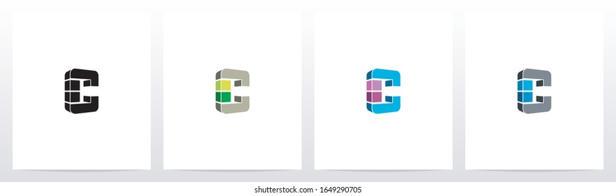 Rectangle Block On Letter Logo Design C
