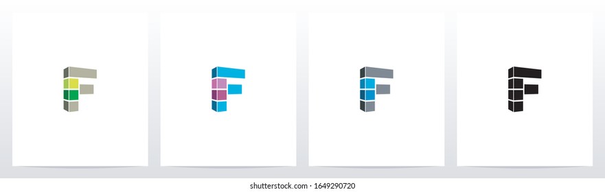 Rectangle Block On Letter Logo Design F