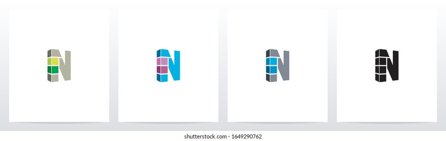 Rectangle Block On Letter Logo Design N