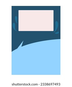 Forma azul rectangular con diseño de elementos folclóricos naturalistas. Ilustración vectorial con espacio de copia vacío para texto. Forma editable para la decoración de afiches. Marco creativo y personalizable