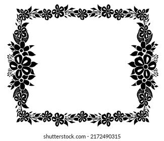 Rectangle border design concept of floral art isolated on white background - vector illustration