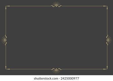 Rectangle border frame design concept of lotus flower and lines isolated on dark background - vector illustration