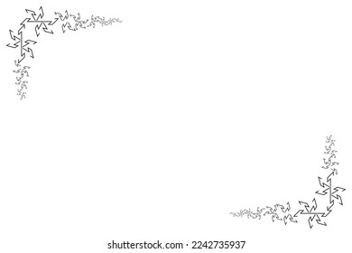 Rectangle of border frame vector. Design of corner decorative line black on white background. Design print for illustration, card, placard, background. Set 48