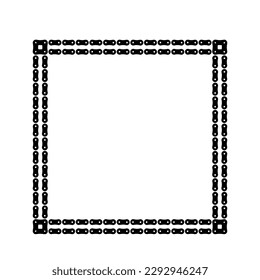Rectangle border made of bicycle chain and tools and chain rings. Square, rectangle frame. Vector illustration
