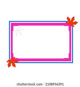 Rectangle border pink blue and leaf orange flat design