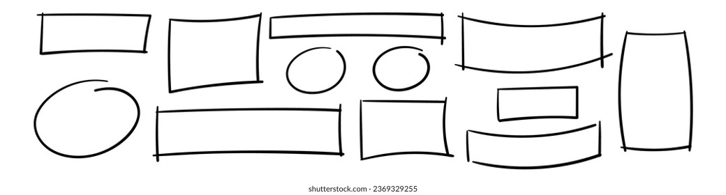 Rectangle borderline. square shape outline on hand drawing style. Flat vector isolated illustration
