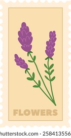 Rectangle Botanical Postage Stamp With Flower Vector Illustration