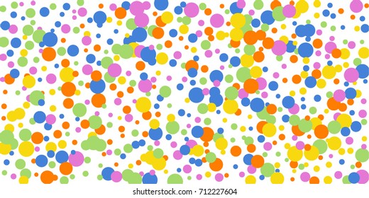 Rectangle Bright Background of Confetti. Multicolored Abstract Background. Vector Isolated Confetti on White Background Pattern. Template and Cover for Holiday Designs, Invitation, Birthday, Wedding.