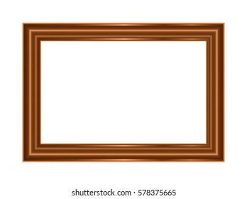 rectangle brown frame, metal bronze, on a white background