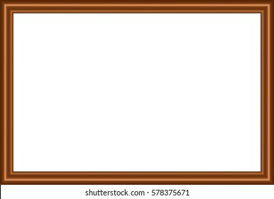 rectangle brown frame, metal bronze, on a white background