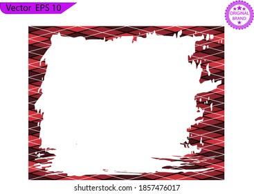Rectangle brush borders and frames, pattern geometric vintage frame, design plaid tartan, transparent background.