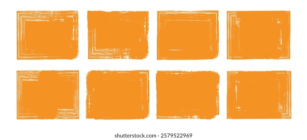 Rectangle Brush stroke, ink paint brush, grunge box. Color square shapes. Grunge boxes for collage, text, banner, sticker, poster design.