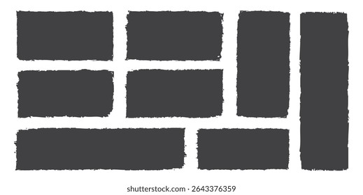 Rectangle Brush stroke, ink paint brush, grunge box. Brush strokes vector. Set of paint brush grunge border frame. black grunge rectangles on a white background.	