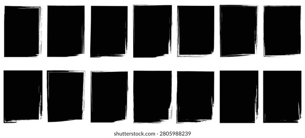 Rectangle Brush stroke, ink paint brush, grunge box. Grunge frame collecton. Grounge border set.