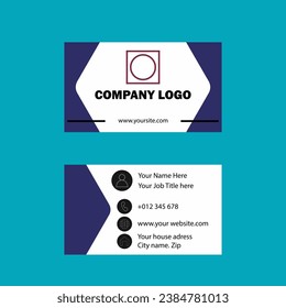 Rectangle business card with navy blues