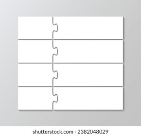 Rectangle business presentation infographic. Business presentation for infographics. Jigsaw puzzle info graphic with 8 pieces, steps, parts of process diagram. Puzzle grid. Vector