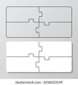 Rectangle business presentation infographic. Puzzle grid white and outline. Business presentation for infographics. Jigsaw puzzle info graphic with 4 pieces, steps, parts of process diagram. Vector