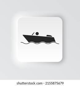 Rectangle button icon Boat. Button banner Rectangle badge interface for application illustration on neomorphic style