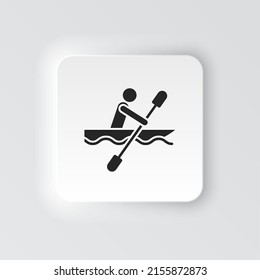 Rectangle button icon Canoe tray. Button banner Rectangle badge interface for application illustration on neomorphic style