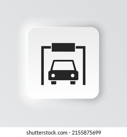 Rectangle button icon Car garage. Button banner Rectangle badge interface for application illustration on neomorphic style