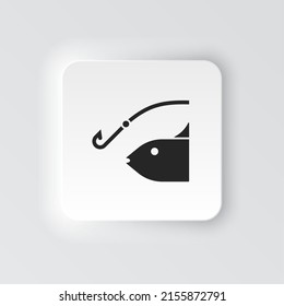 Icono de botón Rectángulo Pesca. Banner de botón Interfaz de botón Rectangle para ilustración de aplicación en estilo neomorfo