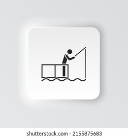 Rectangle button icon Fishing. Button banner Rectangle badge interface for application illustration on neomorphic style