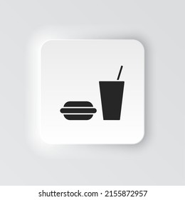 Rectangle button icon Gum burger drink. Button banner Rectangle badge interface for application illustration on neomorphic style