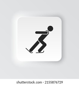 Rectangle button icon Ice skating athlete. Button banner Rectangle badge interface for application illustration on neomorphic style