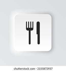 Rectangle button icon Knife and fork. Button banner Rectangle badge interface for application illustration on neomorphic style