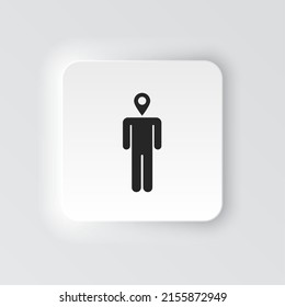 Rectangle button icon Man location. Button banner Rectangle badge interface for application illustration on neomorphic style