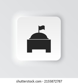 Rectangle button icon Monumental building. Button banner Rectangle badge interface for application illustration on neomorphic style