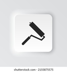 Rectangle button icon Paint roller. Button banner Rectangle badge interface for application illustration on neomorphic style