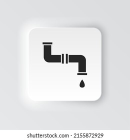 Rectangle button icon Pipes water. Button banner Rectangle badge interface for application illustration on neomorphic style