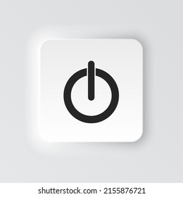 Rectangle button icon Power button. Button banner Rectangle badge interface for application illustration on neomorphic style