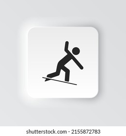 Rectangle button icon Surfer. Button banner Rectangle badge interface for application illustration on neomorphic style