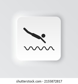 Rectangle button icon Swimming jump. Button banner Rectangle badge interface for application illustration on neomorphic style