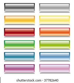 Rectangle button set with reflection on both sides